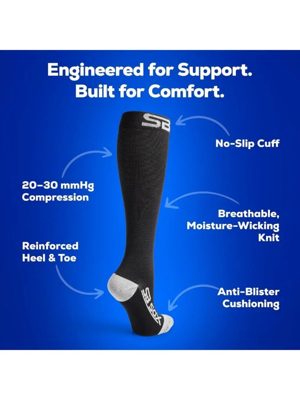 3 Pairs X-Large Compression Socks for Enhanced Circulation & Comfort
